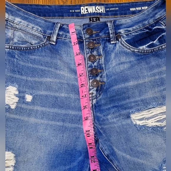 High Rise Mom Jeans Size 9/29 Distressed Blue Denim Re-wash A19 - Picture 5 of 9